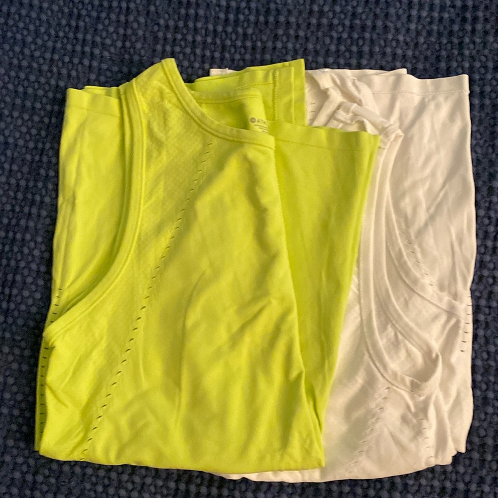 Two pack-white and lime green tanks